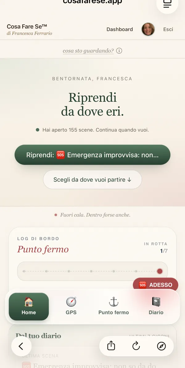 Schermata 1: Riprendi da dove eri